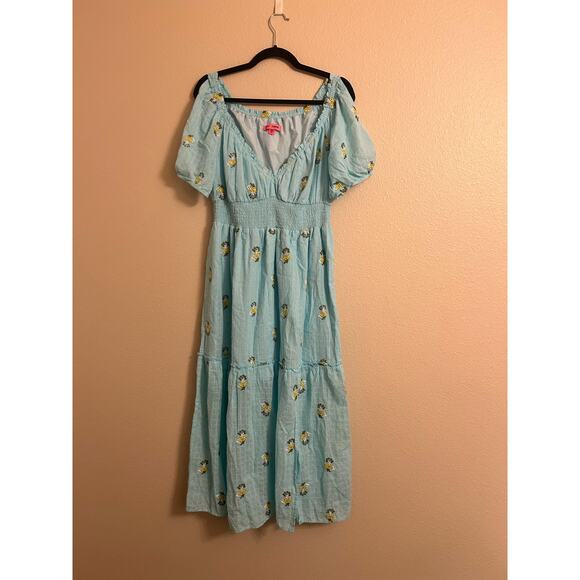 Betsey Johnson Riley CottageCore Boho Sweetheart Neckline Embroidered Dress - Picture 1 of 12